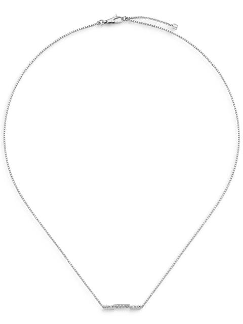 18K White Gold Link To Love Diamond Bar Necklace, 17.7"