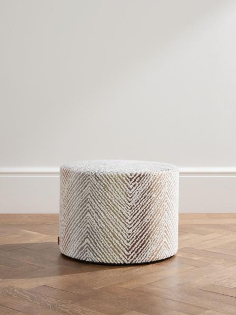 Missoni Island Outdoor Canvas-Trimmed Bouclé Ottoman Taupe