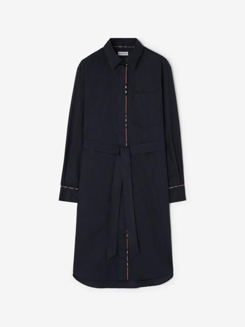 Burberry Check Piping Cotton Shirt Dress