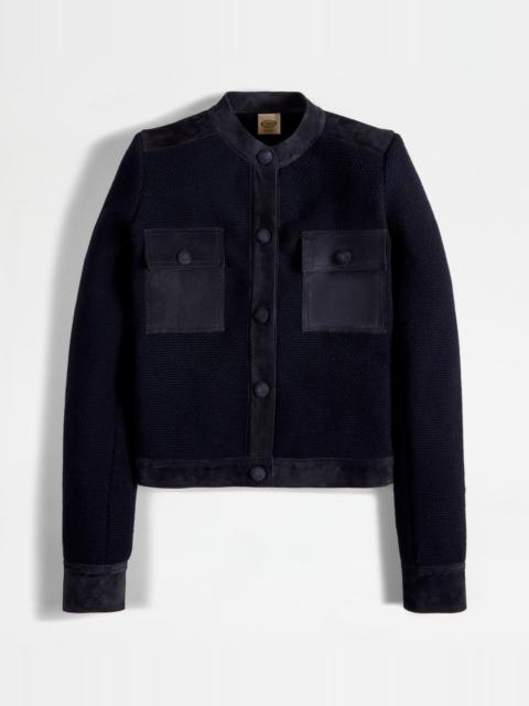 Tod's JACKET IN WOOL WITH SUEDE DETAILING - BLUE