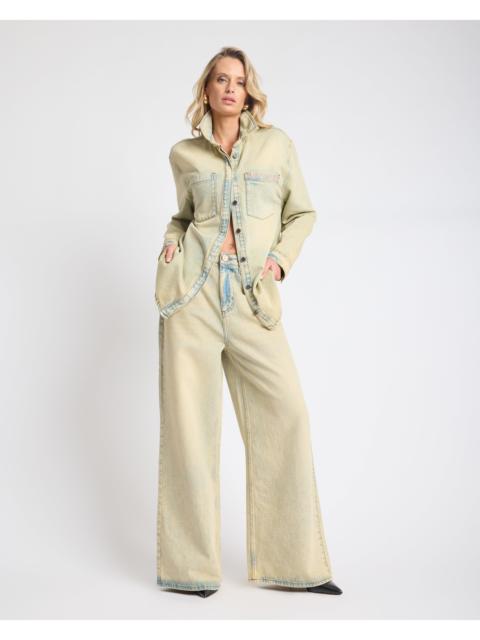 ONE TEASPOON Love Machines High Waist Super Wide Leg Denim Jeans - Blue Sand