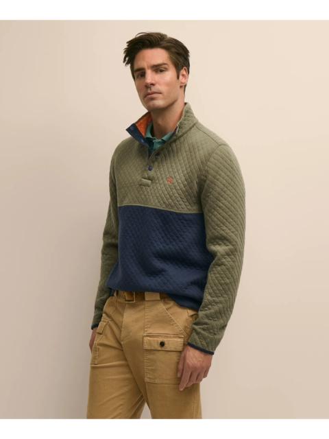 Brooks Brothers Cotton Blend Quilted Color Blocked Quarter-Zip