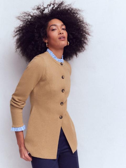 BODEN Joanna Fitted Knitted Jacket-Camel Melange
