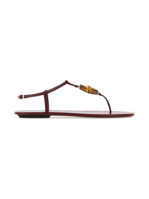Burgundy Leather Thong Sandals
