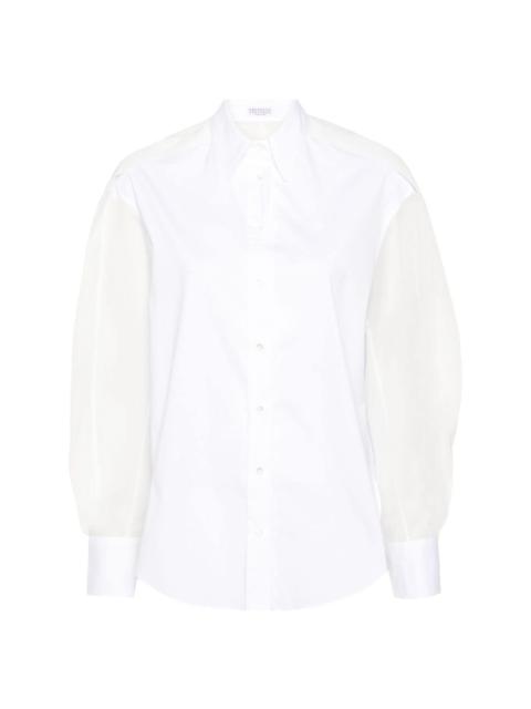 pointed-collar panelled shirt
