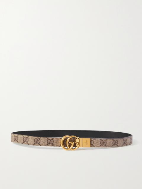GUCCI Reversible Printed Coated-canvas And Leather Belt