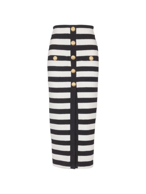 Balmain striped knitted midi skirt