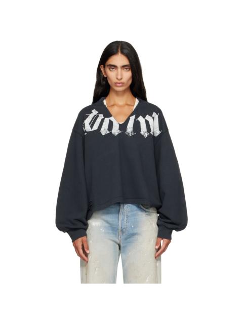 Palm Angels Black Big Neck Logo Balloon Crew Sweatshirt