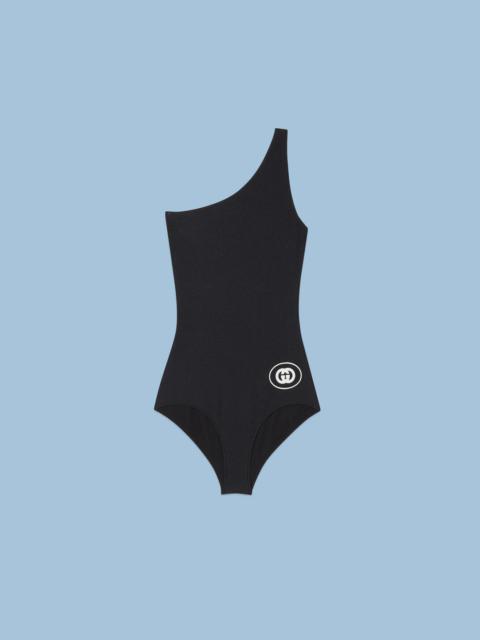 GUCCI One-shoulder sparkling jersey swimsuit