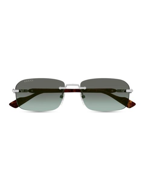 GUCCI Men's Gucci 125th Street 56MM Rectangular Sunglasses - Brown Silver Grey