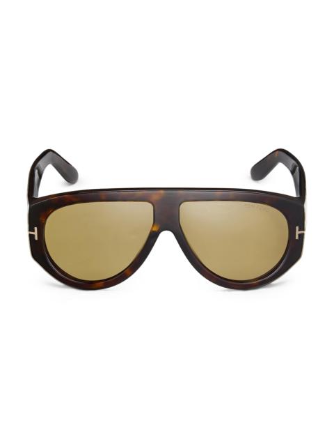 TOM FORD Men's Bronson 60MM Pilot Sunglasses - Dark Havana Army Green