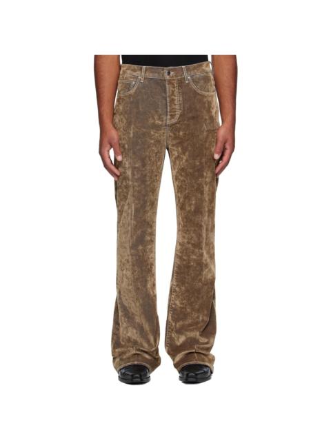 AMIRI Tan Velvet Flare Jeans