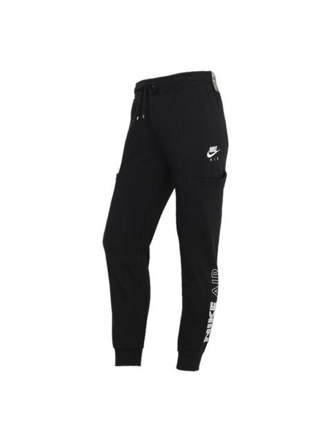 Nike (WMNS) Nike Air Logo Printing Big Pocket Bundle Feet Sports Pants/Trousers/Joggers Black CZ8627-010