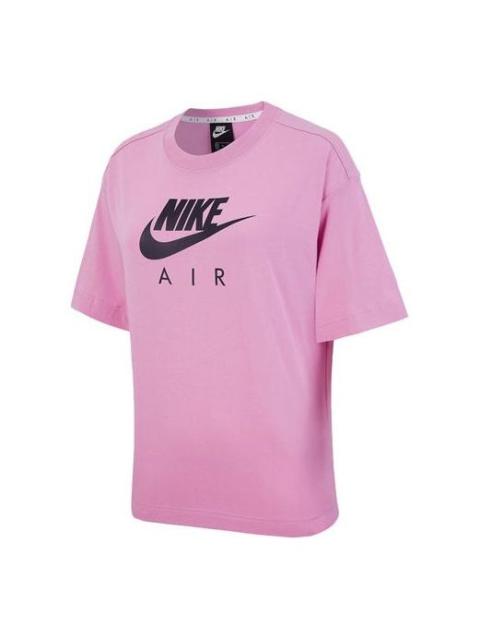 Nike (WMNS) Nike Air Logo Printing Width Loose Sport Short Sleeve 'Pink' DB3841-693