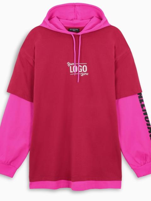 BALENCIAGA White and pink t-shirt with hood