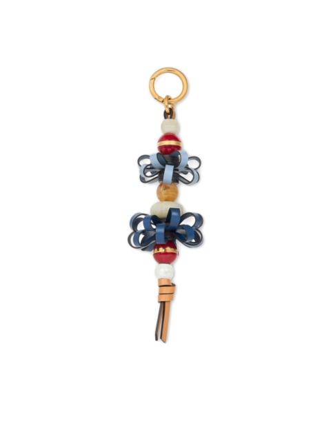 Etro flowers-motif marbles leather bag charm