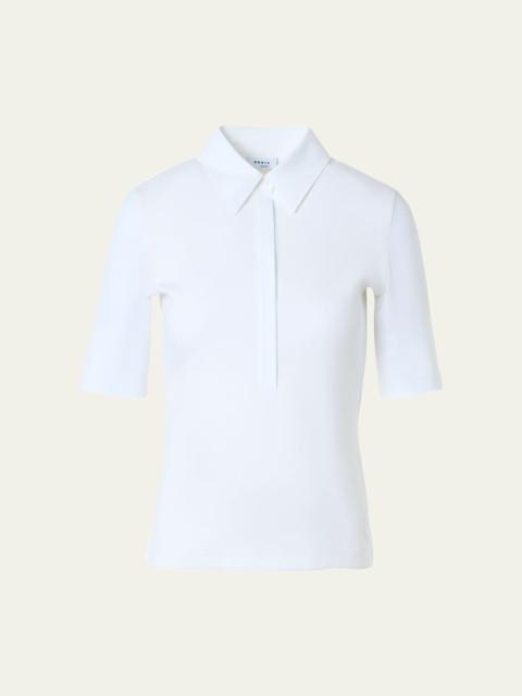 AKRIS Mixed-Media Short-Sleeve Polo Shirt