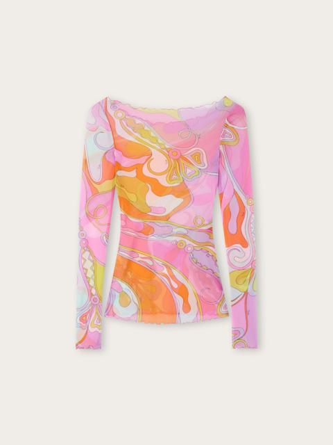 PUCCI ORCHIDEE PRINT TULLE TOP
