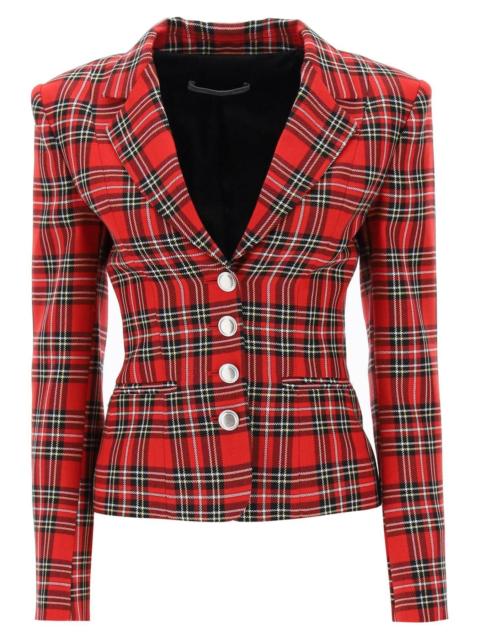 Alessandra Rich Wool single-breasted jacket with tartan motif Alessandra Rich