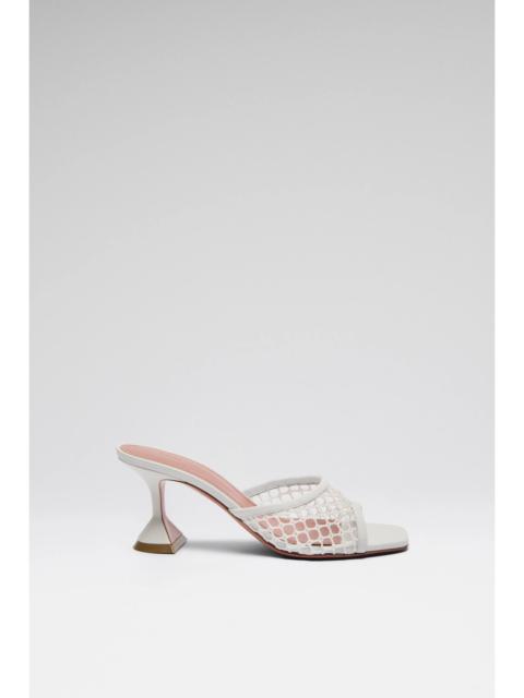 Amina Muaddi LUPITA NET SLIPPER 70 WHITE RAFFIA