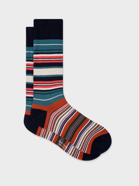 Paul Smith Dark Navy Mixed Stripe Socks