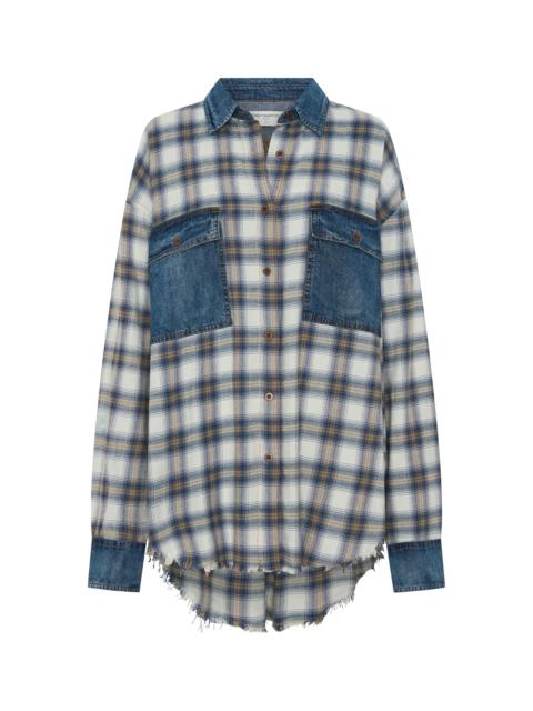 ONE TEASPOON Oversized Flannel Shirt - Blue & White Check