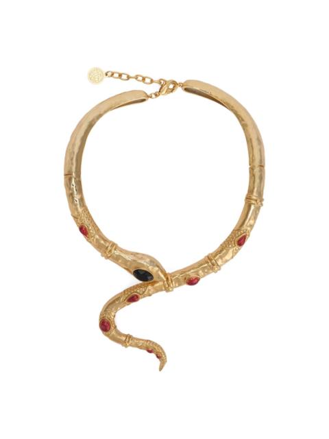 Roberto Cavalli crystal-embellished snake-motif necklace