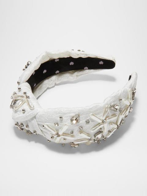 LELE SADOUGHI Knotted Pearl Floral Brocade Headband