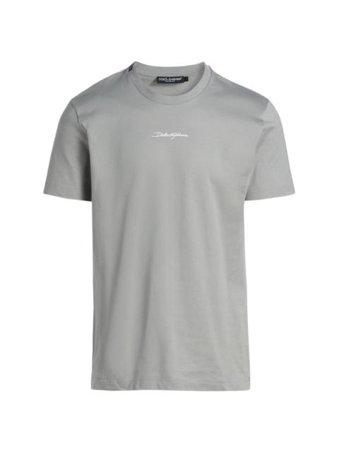Dolce & Gabbana Men's Embroidered Logo Crewneck T-Shirt - Grigio Chiaro