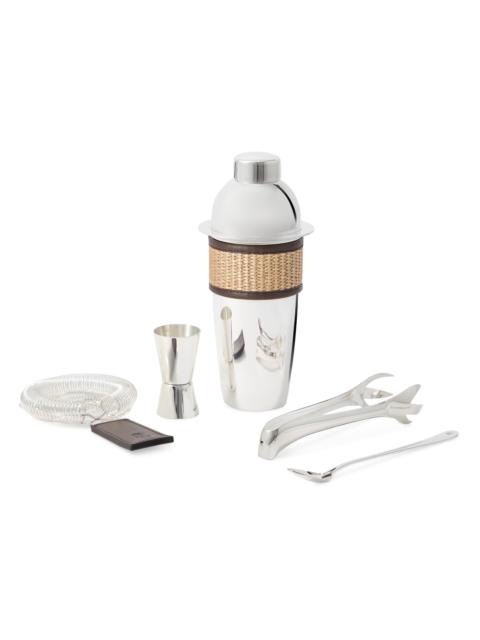 Brunello Cucinelli Silver-Plated Steel and Techno Raffia Cocktail Set - Rope