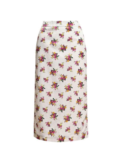 ESSENTIEL ANTWERP Kustard floral-print back-slit midi skirt