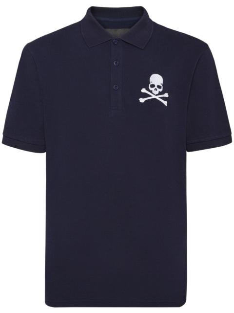 PHILIPP PLEIN Skull & Bones embroidered cotton polo shirt