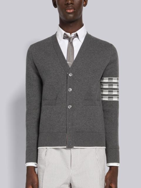 Thom Browne Hector Jacquard Cotton 4-Bar V-Neck Cardigan