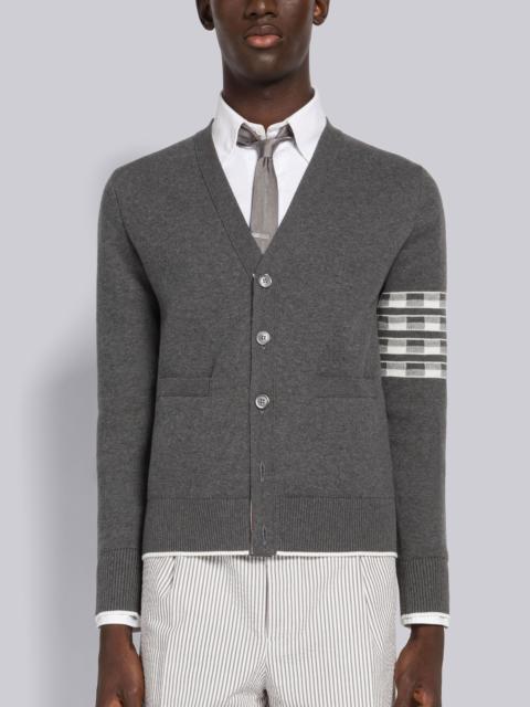 Hector Jacquard Cotton 4-Bar V-Neck Cardigan