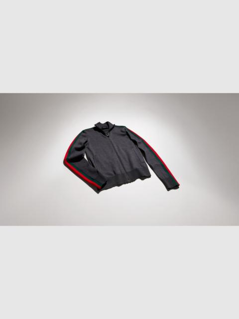 GUCCI Fine wool zip jacket with Web