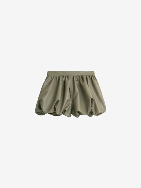 The Frankie Shop Alina Faux Leather Bubble Hem Shorts - Sage