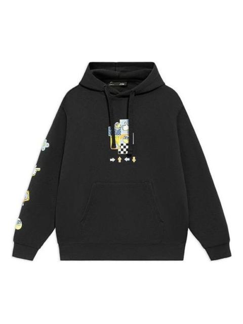 Li-Ning (WMNS) Li-Ning Sports Living Series Cartoon Pattern Pullover Hoodie 'Black' AWDS592-2