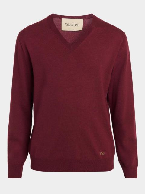 Valentino Men's Wool Vlogo V-Neck Sweater