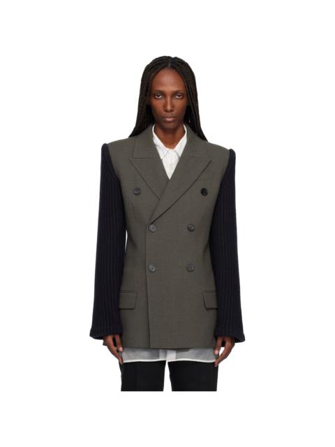 Jean Paul Gaultier Khaki & Navy 'The Bi-Material Suit' Blazer