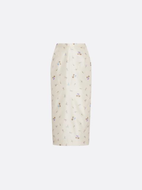 Alessandra Rich FLORAL-PRINT SILK TAFFETA MIDI SKIRT