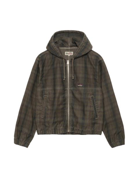 Stussy Unlined Plaid Zip Hoodie 'Olive'