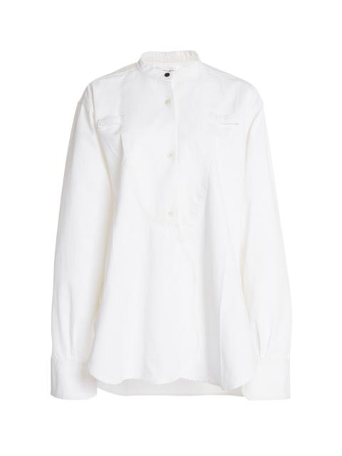 Bib-Front Cotton Tuxedo Shirt white