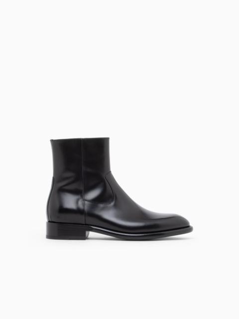 GIORGIO ARMANI BOOTS IN BRUSHED LEATHER WITH LEATHER SOLE