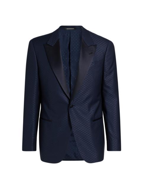 EMPORIO ARMANI Men's Diamond Grid Print Dinner Jacket - Navy Blue