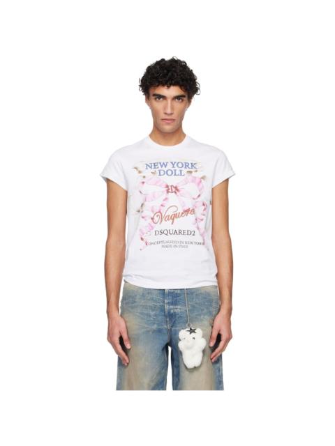 DSQUARED2 White Vaquera Edition Cup Sleeves T-shirt