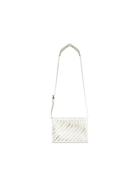 Men's Car Flap Bag With Strap Dirty Effect in White