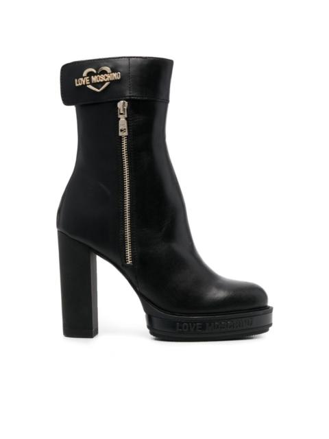 Moschino 110mm logo-plaque leather boots