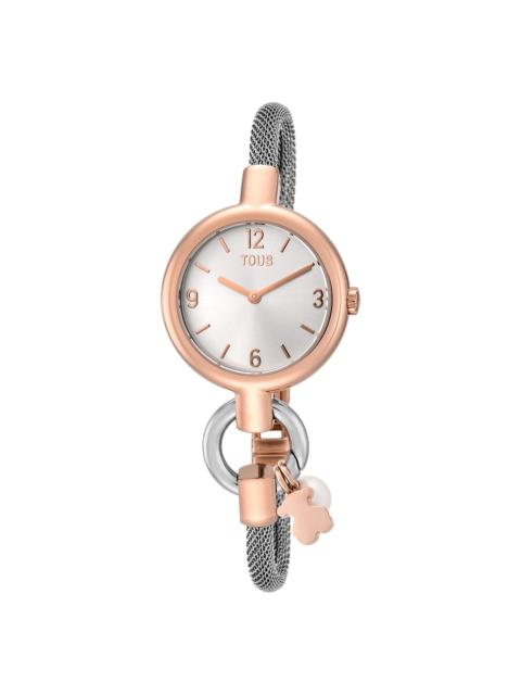 TOUS Analog/digital watch with steel and rose-colored steel bracelet TOUS Hold Charms