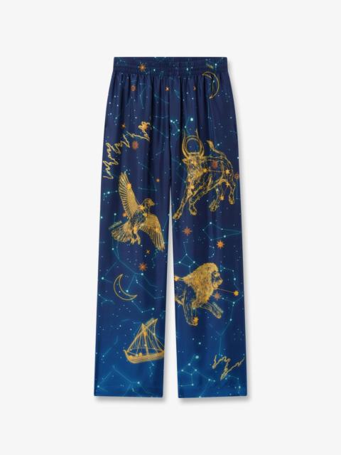 CASABLANCA Blue Astrology Silk Twill Trousers | Casablanca Paris
