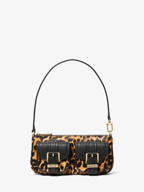 MICHAEL KORS Zoe Small Leopard Print Calf Hair Pochette